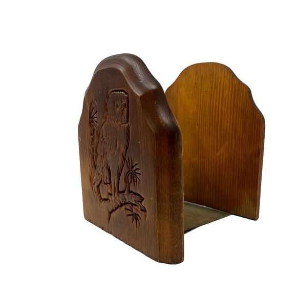 Vintage Wooden Metal Owl Tree Branch Bookends - Picture 2 of 7